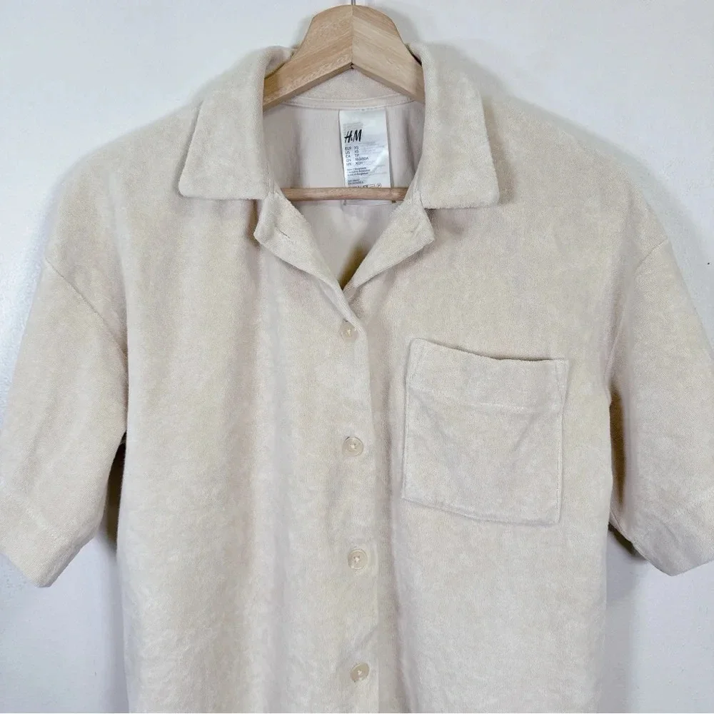 H&M Polo Pyjama Shirt In Beige Color